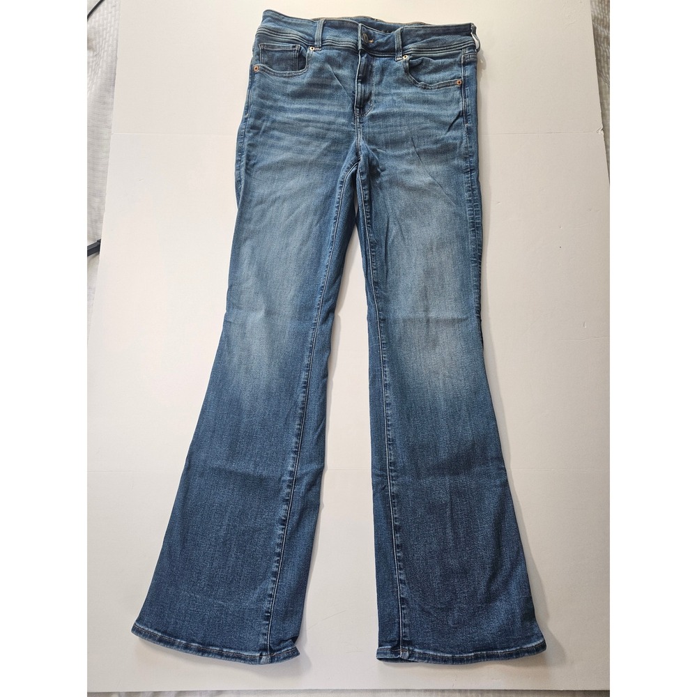 American Eagle Kick Boot Jeans Womens 12 Long Tall Blue Denim Stretch High Rise